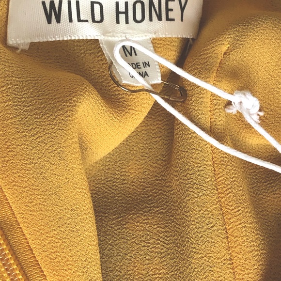 Wild Honey Y2K Mustard Yellow Plaid Grunge Ruffle Clasp Detail Mini Dress - Picture 5 of 8